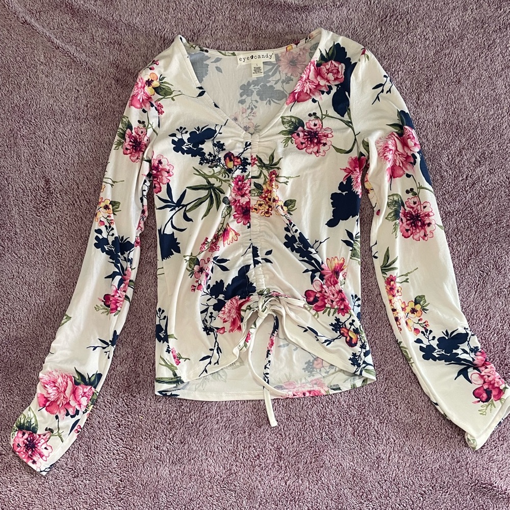 Floral print self crop top